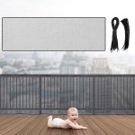 Hosuly Banister Guard 15 x 3 ft Balcony Netting for Kids Pets Stairway Safety Net Baby Fence Door Balcony Netting Safety Mesh Stair Net with No Drilling for Apartment Railing (Black)