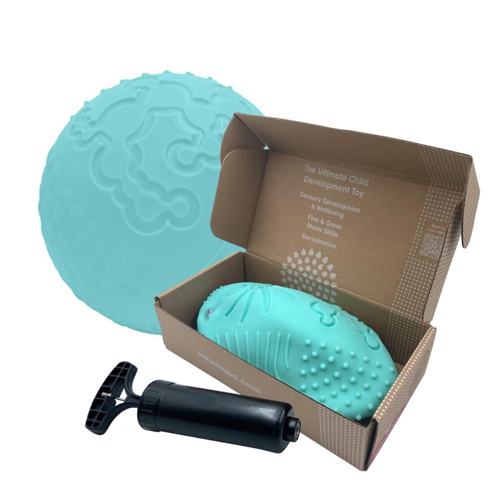 Edushape Texture-iffic Sensory Ball for Baby - 7 Deflated with Pump, Light Blue Color, Helps Enhance Gross Motor Skills for Kids