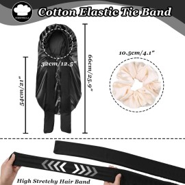 Silk Satin Hair Bonnet for Sleeping - Bonnets for Braids Black Women Curly Hair,Silk Hair Wrap Tie Band Long Big Silky Sleeping Cap with 2 Pcs Satin Scrunchies Silk Satin Hair Bonnet for Sleeping - Bonnets for Braids Black Women Curly Hair,Silk Hair Wrap Tie Band Long Big Silky Sleeping Cap with 2 Pcs Satin Scrunchies