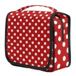 cfpolar Red Polka Dot Travel Toiletry Bag with Hanging Hook, Waterproof Toiletries Travel Bag for Women Girls, Portable Make Up Bag Organizer, Hanging Case Cosmetics Bags for Bathroom
