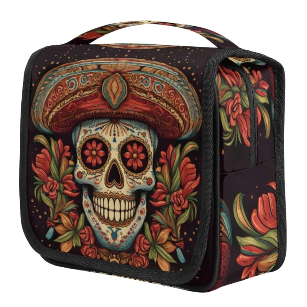 cfpolar Cute Dogs Travel Toiletry Bag with Hanging Hook, Dog Paws Pink Waterproof Toiletries Travel Bag for Women Girls, Portable Make Up Bag Organizer, Hanging Case Cosmetics Bags for Bathroom