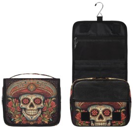 cfpolar Cute Dogs Travel Toiletry Bag with Hanging Hook, Dog Paws Pink Waterproof Toiletries Travel Bag for Women Girls, Portable Make Up Bag Organizer, Hanging Case Cosmetics Bags for Bathroom