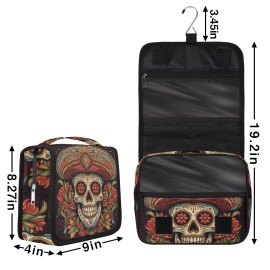 cfpolar Cute Dogs Travel Toiletry Bag with Hanging Hook, Dog Paws Pink Waterproof Toiletries Travel Bag for Women Girls, Portable Make Up Bag Organizer, Hanging Case Cosmetics Bags for Bathroom