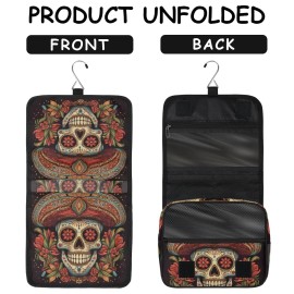 cfpolar Cute Dogs Travel Toiletry Bag with Hanging Hook, Dog Paws Pink Waterproof Toiletries Travel Bag for Women Girls, Portable Make Up Bag Organizer, Hanging Case Cosmetics Bags for Bathroom