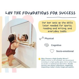 32.5 in. long Montessori Pull Up Bar for Babies | Hand-Made, Assembled, Quality Wooden Toy Bar for Infants, Ballet Bar for Toddlers.