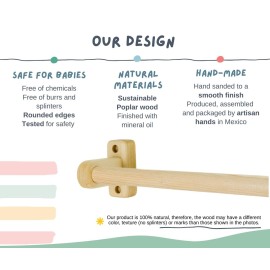 32.5 in. long Montessori Pull Up Bar for Babies | Hand-Made, Assembled, Quality Wooden Toy Bar for Infants, Ballet Bar for Toddlers.