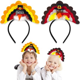 Dkomekii 4 Pack Thanksgiving Turkey Headbands