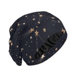 Satin Bonnet Hair Wrap for Sleeping - Lined Sleep Cap for Curly Hair Women & Men - Gold Stars