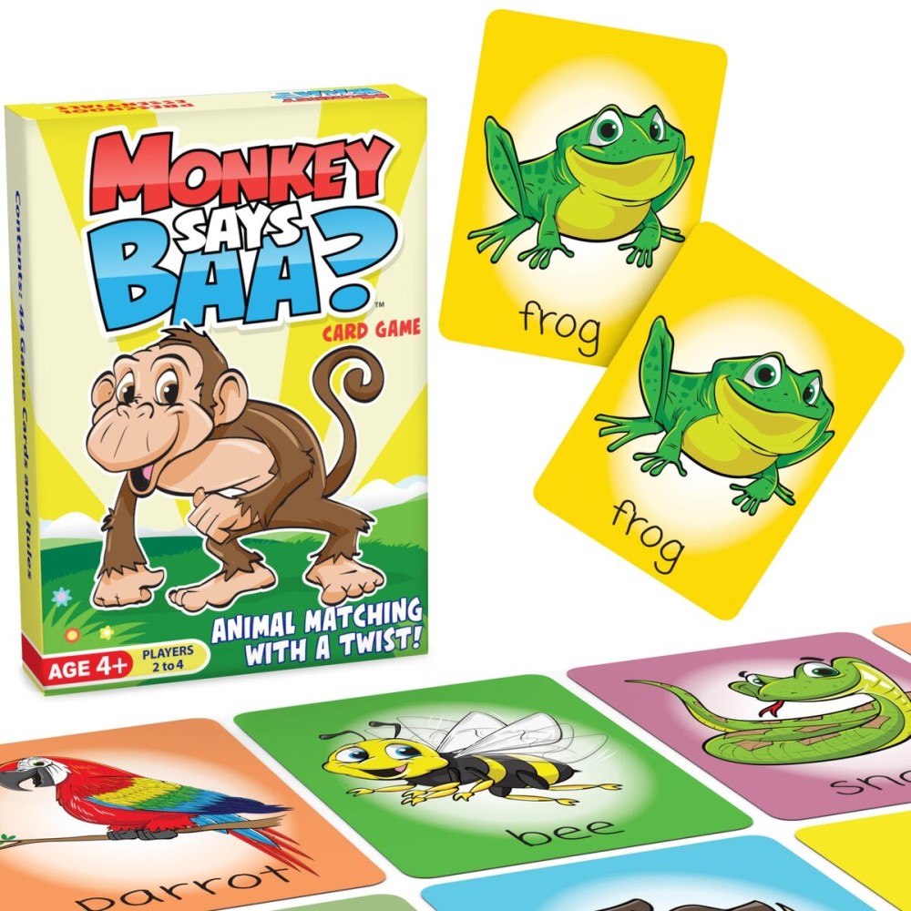 Monkey Says Baa? - Animal Matching Game for Kids Ages 4 and Up | Fun Preschool Learning Activities with Mimicked Animal Sounds & Charades for Sensory Play - Birthday Gift for Boys & Girls
