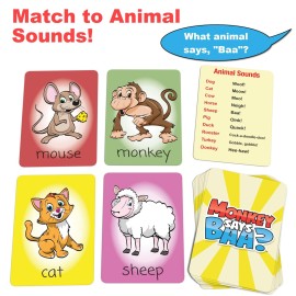 Monkey Says Baa? - Animal Matching Game for Kids Ages 4 and Up | Fun Preschool Learning Activities with Mimicked Animal Sounds & Charades for Sensory Play - Birthday Gift for Boys & Girls