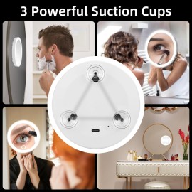 Suupvaor 30x Magnifying Mirror with Light, 4inch Lighted Magnified Mirror with 3 Suction Cups, Travel Small High Magnification Compact Makeup Mirror with Scissors Sets