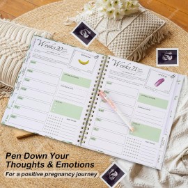 Pregnancy Journals for First Time Moms - 118 Pages Pregnancy Book & Planner - pregnancy must haves - with Calendar, Stickers and Keepsake Pocket - Best Christmas Gifts for Expecting Moms