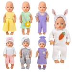 ARTST Baby Doll Clothes,14-18 inch Doll Accessories Dress with Hats Socks Outfits Fits for 43cm New Born/15 inch Bitty/16 Inch Baby Dolls(7 Set )