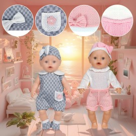 ARTST Baby Doll Clothes,14-18 inch Doll Accessories Dress with Hats Socks Outfits Fits for 43cm New Born/15 inch Bitty/16 Inch Baby Dolls(7 Set )