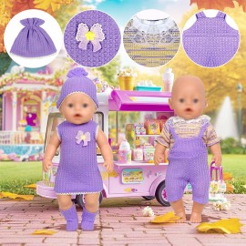 ARTST Baby Doll Clothes,14-18 inch Doll Accessories Dress with Hats Socks Outfits Fits for 43cm New Born/15 inch Bitty/16 Inch Baby Dolls(7 Set )