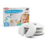 Neobay Silicone Door Pinch Guard and Door Slam Stopper, Durable Finger Pinch Guard, Prevents Pinch Injuries, Slamming Doors, Door Stopper for Kids, 4 Packs White.