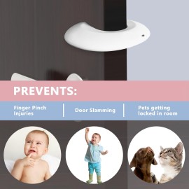 Neobay Silicone Door Pinch Guard and Door Slam Stopper, Durable Finger Pinch Guard, Prevents Pinch Injuries, Slamming Doors, Door Stopper for Kids, 4 Packs White.
