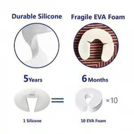 Neobay Silicone Door Pinch Guard and Door Slam Stopper, Durable Finger Pinch Guard, Prevents Pinch Injuries, Slamming Doors, Door Stopper for Kids, 4 Packs White.