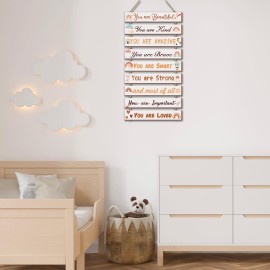 UBTKEY Boho Rainbow Room Decor - 9 Piece Set, Inspirational Wall Decor Hanging Plaques for Nursery & Princess Bedroom