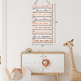 UBTKEY Boho Rainbow Room Decor - 9 Piece Set, Inspirational Wall Decor Hanging Plaques for Nursery & Princess Bedroom