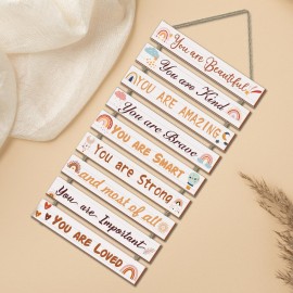 UBTKEY Boho Rainbow Room Decor - 9 Piece Set, Inspirational Wall Decor Hanging Plaques for Nursery & Princess Bedroom