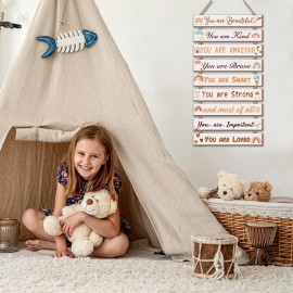 UBTKEY Boho Rainbow Room Decor - 9 Piece Set, Inspirational Wall Decor Hanging Plaques for Nursery & Princess Bedroom