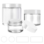 Tecohouse Glass Jar with Lids, 1 oz, 2 oz and 4 oz Glass Jars with Lids & Stickers, Reusable Travel Containers for Creams, Lotion, Cosmetic - 3 pack