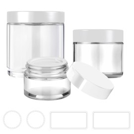 Tecohouse Glass Jar with Lids, 1 oz, 2 oz and 4 oz Glass Jars with Lids & Stickers, Reusable Travel Containers for Creams, Lotion, Cosmetic - 3 pack