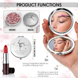 Fumete 4 Pcs Gymnastics Gifts Bulk Inspirational Magnifying Pocket Mirror Compact Makeup Mirror Gymnastics Coach Gifts for Team Staff Graduation Party Favors(Rose Red)