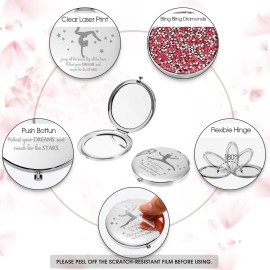 Fumete 4 Pcs Gymnastics Gifts Bulk Inspirational Magnifying Pocket Mirror Compact Makeup Mirror Gymnastics Coach Gifts for Team Staff Graduation Party Favors(Rose Red)