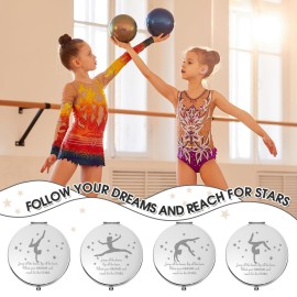 Fumete 4 Pcs Gymnastics Gifts Bulk Inspirational Magnifying Pocket Mirror Compact Makeup Mirror Gymnastics Coach Gifts for Team Staff Graduation Party Favors(Rose Red)