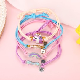 Girls Butterfly Panda Bracelets for Kids Friendship Bracelet Jewelry Lovely Best Friend Bracelet Matching Couples Gift Unicorn Rainbow Pendants BFF String Wristband Pretend Play Bracelet Bulk Bracelet