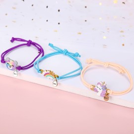 Girls Butterfly Panda Bracelets for Kids Friendship Bracelet Jewelry Lovely Best Friend Bracelet Matching Couples Gift Unicorn Rainbow Pendants BFF String Wristband Pretend Play Bracelet Bulk Bracelet