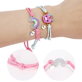 Girls Butterfly Panda Bracelets for Kids Friendship Bracelet Jewelry Lovely Best Friend Bracelet Matching Couples Gift Unicorn Rainbow Pendants BFF String Wristband Pretend Play Bracelet Bulk Bracelet
