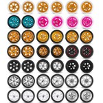 Poen 21 Sets 1: 64 Wheels Mixed/Random Wheels Rims Rubber Tires Set for 1/64 Scale Model Cars Rims Accessories (Trendy Color, Classic)