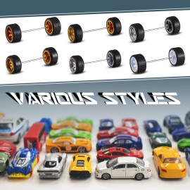 Poen 21 Sets 1: 64 Wheels Mixed/Random Wheels Rims Rubber Tires Set for 1/64 Scale Model Cars Rims Accessories (Trendy Color, Classic)