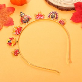 NVENF Thanksgiving Headband Autumn Fall Hairbands for Women Rhinestone Letter GIVE THANKS HAPPY FALL Gold Hair Hoop Thanksgiving Party Favors Hair Accessory Gifts (Turkey+Maple Leaf)