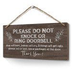 Heuhuww Please Do Not Knock or Ring Doorbell Sign 6x12,Funny Baby Sleeping Sign for Front Door,No Soliciting Sign for House,Do Not Disturb Door-Must Have Home Door Sign-Brown