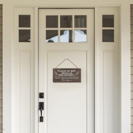 Heuhuww Please Do Not Knock or Ring Doorbell Sign 6x12,Funny Baby Sleeping Sign for Front Door,No Soliciting Sign for House,Do Not Disturb Door-Must Have Home Door Sign-Brown