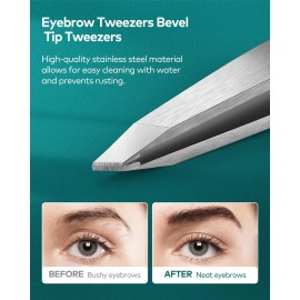 MR.GREEN Professional Precision Eyebrow Tweezers, Stainless Steel Slanted Hair Removal Tweezers for Women and Men MR.GREEN Professional Precision Eyebrow Tweezers, Stainless Steel Slanted Hair Removal Tweezers for Women and Men