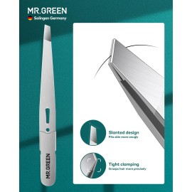 MR.GREEN Professional Precision Eyebrow Tweezers, Stainless Steel Slanted Hair Removal Tweezers for Women and Men MR.GREEN Professional Precision Eyebrow Tweezers, Stainless Steel Slanted Hair Removal Tweezers for Women and Men