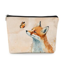 EXUQO Fox Makeup Bag, Gifts for Women and Fox Lovers, Cute Small Cosmetic Bag, Birthday Gifts for Mother, Friend, Sister, Coworker