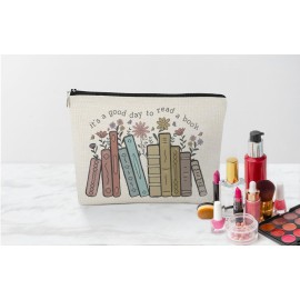 EXUQO Book Lover Gifts Small Makeup Bag,It\'s A Good Day To Read A Book Cosmetic Pouch,Book Lovers Librarian Gifts for Women Girls,Bookish Gift,Bookworm Gifts