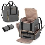 LUXJA Makeup Backpack with 3 Removable Cases and 1 Makeup Brush Bag, Large Makeup Bag Cosmetic Bag with Multiple Storage Sections (Patented), Gray