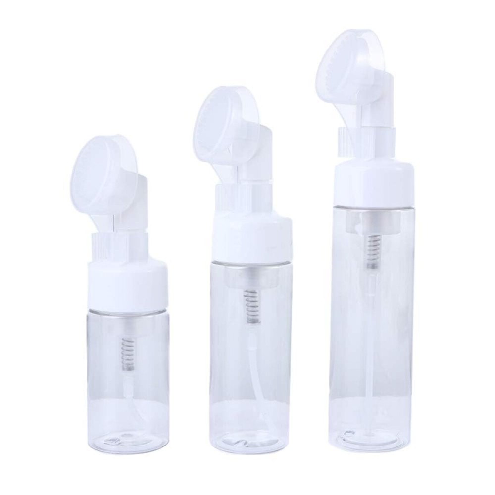 Vctitil 3pcs Transparent Spray Bottles Reusable Bottles Foam Pump Brush Head Washing Bottle Convenient Travel Silicone Foam Bottle