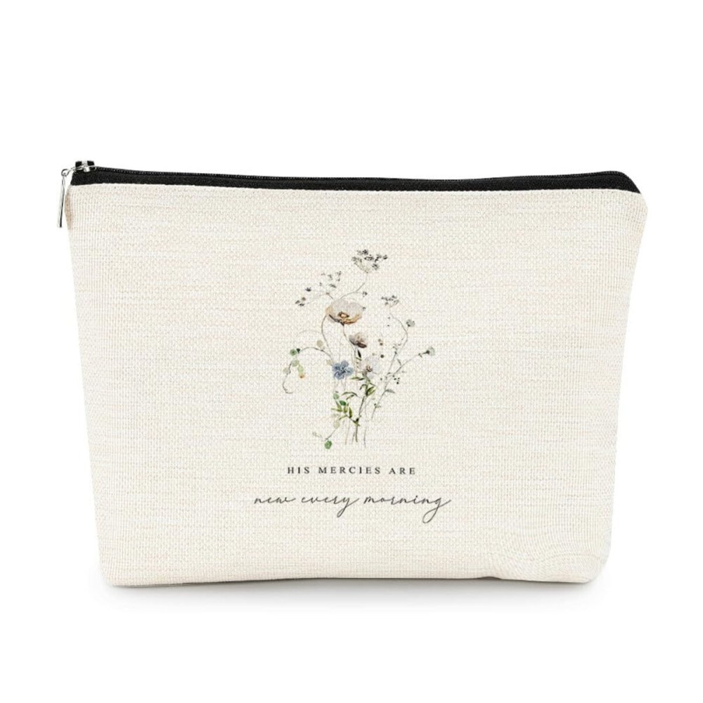 EXUQO Bible Makeup Bag,Christian Scripture Cosmetic Pouch Gifts for Women Girls,His Mercies are New Every Morning Small Makeup Bag EXUQO Bible Makeup Bag,Christian Scripture Cosmetic Pouch Gifts for Women Girls,His Mercies are New Every Morning Small Makeup Bag