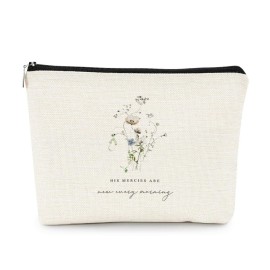 EXUQO Bible Makeup Bag,Christian Scripture Cosmetic Pouch Gifts for Women Girls,His Mercies are New Every Morning Small Makeup Bag