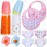 Shappy 10 Pcs Baby Doll Accessories Set Include Disappearing Milk and Juice Bottles, Pacifier, Bibs, Diapers, Baby Doll Feeding Set, Toy Bottles for Dolls for Girls Christmas Birthday Gift