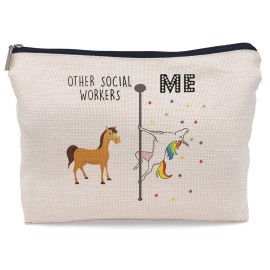Lacosu Other Social Workers and Me Makeup Bag,Funny Unicorn Cosmetic Makeup Bag for Women Girls,Social Worker Appreciation Gift Makeup Bag,Funny Gifts for Social Workers,Social Worker Month Gifts