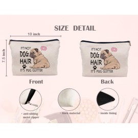 Lacosu It\'s Not Dog Hair It\'s Pug Glitter Makeup Bag,Funny Pug Dog Puppy Cosmetic Makeup Bag for Dog Lovers Women Girls,Pug Owners Gifts,Birthday Christmas Valentine\'s Day Gift Makeup Bag